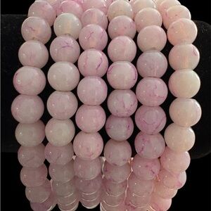 ELEGANT PINK BRACELETS WITH BITS OF PURPLE (set of 6!)